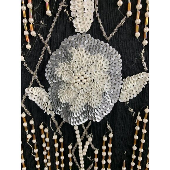 Vintage 100% Silk Beaded Dress Size M - Picture 6 of 10